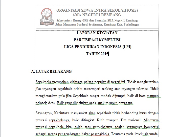 Contoh Laporan Kegiatan Lpi Samrin Today