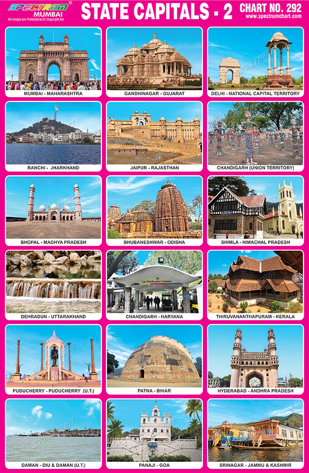 spectrum educational charts chart 292 state capitals 2 spectrum mumbai charts