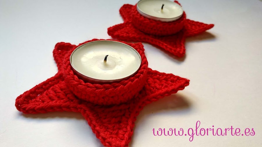 portavelas de crochet navideños