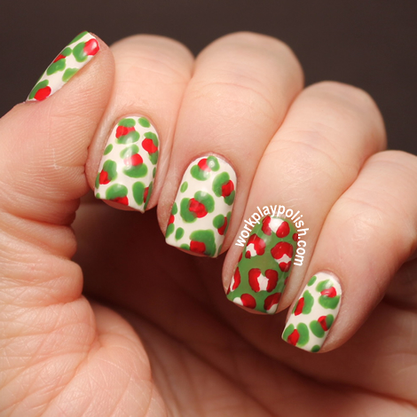Christmas Leopard: OPI Alpine Snow, Red and Green-wich Village (work / play / polish)