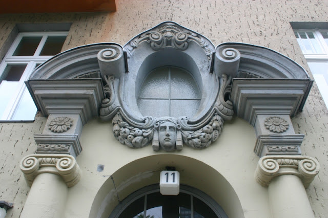 Elaborate building details are featured on many  of the older apartments buildings in Steglitz