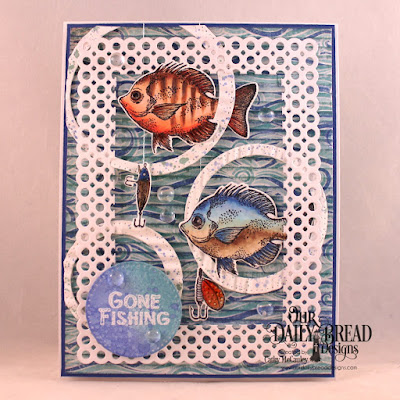 Our Daily Bread Designs Stamp/Die Duos Great Catch, Paper Collection: By the Shore, Custom Dies: Pierced Circles, Circle Scalloped Rectangles