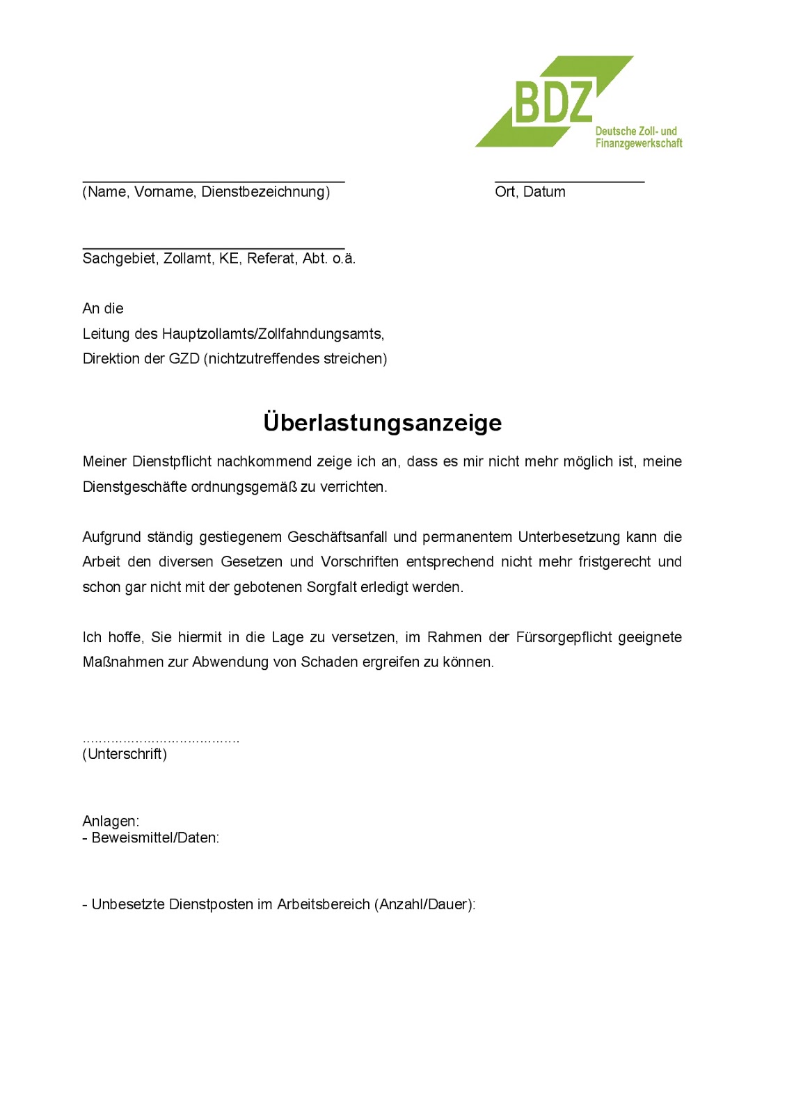 BDZ Deutsche Zoll- und Finanzgewerkschaft, Ortsverband Bremen: BDZ