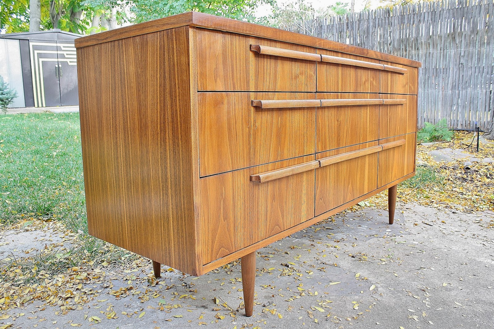 Modwerks Mid Century Walnut 9 Drawer Dresser by Drew Furniture