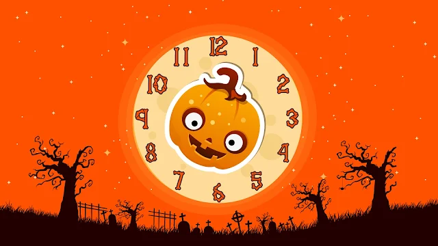 Halloween Funny Pumpkin Clock Screensaver