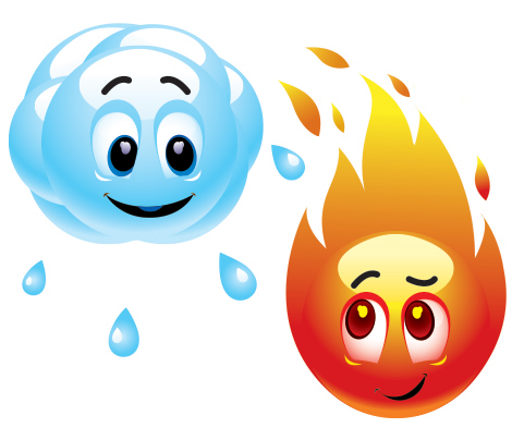 Water and fire emoticons