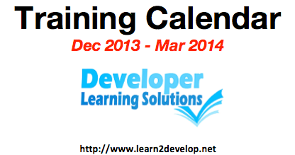 Training Calendar for Dec 2013 to Mar 2014