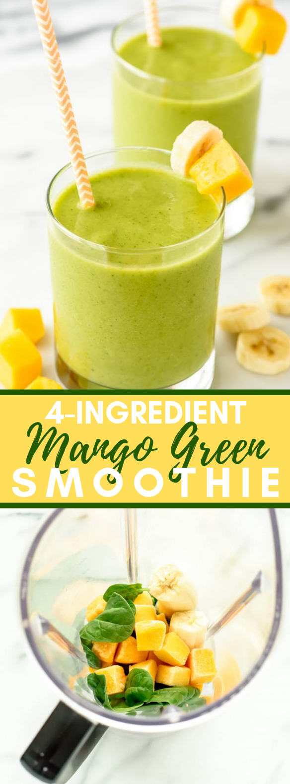 4 Ingredient Mango Green Smoothie #drink #healthy 4 Ingredient Mango Green Smoothie #drink #healthy