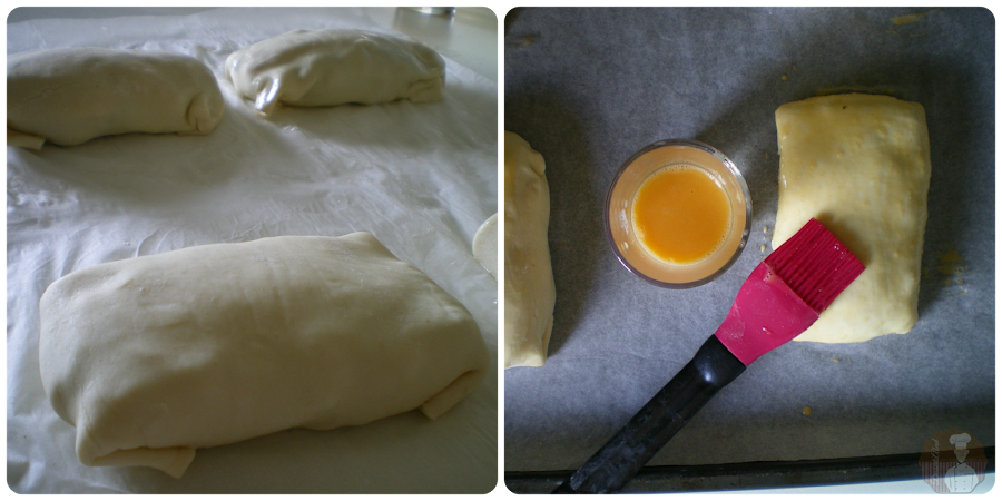 Salmón Wellington: Pincelado con yema de huevo