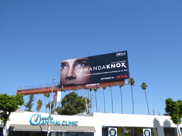 Amanda Knox documentary billboard Santa Monica Boulevard Amanda Knox documentary billboard
