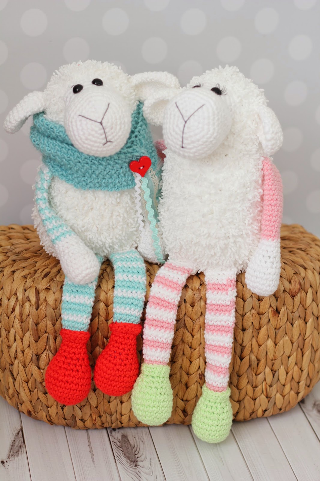 In Karapoozville Cloud the Lamb and Cloudy the Sheep crochet pattern