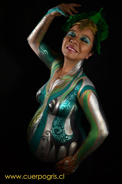 cuerpos pintados embarazada - verde emperatriz