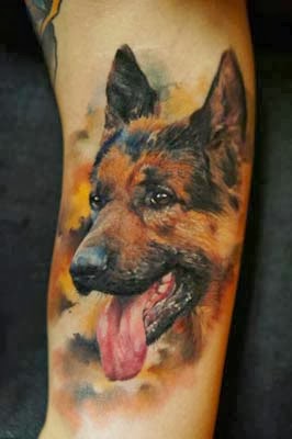 tattoo de cachorro pastor alemão em 3d 