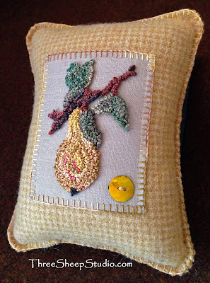 Golden Pear Charm Cushion by Rose Clay at ThreeSheepStudio.com Golden Pear Charm Cushion by Rose Clay at ThreeSheepStudio.com