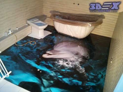 3d dolphin flooring mural, 3d bathroom epoxy floors