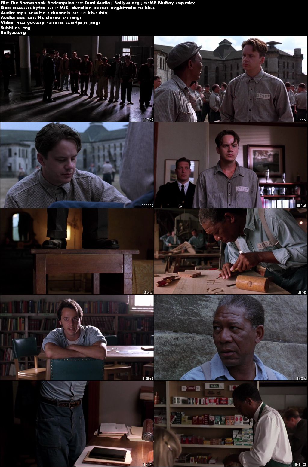 The Shawshank Redemption 1994 BluRay Hindi 720p Dual Audio 950MB Download