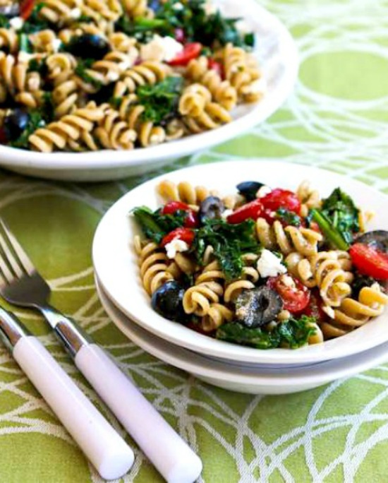 Kalyn's Kitchen® Whole Wheat Pasta Salad with Fried Kale, Tomatoes