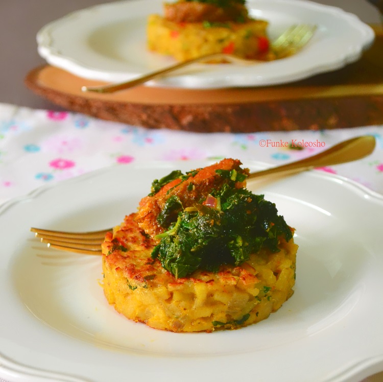 Yam Patties with Tete & Grilled Fish