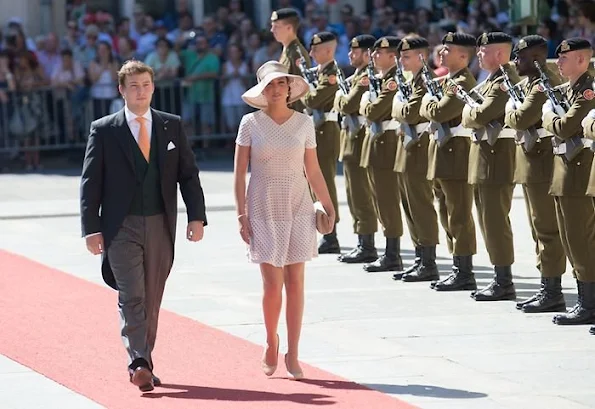 Members of the Grand Ducal Family of Luxembourg attended Te Deum Church Service, Maria Teresa, Grand Duke Guillaume and Grand Duchess Stephanie, Prince Louis and Princess Tessy, Prince Félix and Princess Claire