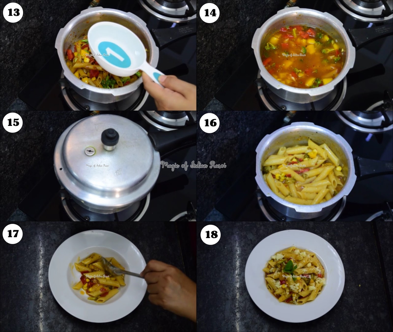 Cheesy Penne Pasta in pressure cooker - One Pot Pasta (Quick) Recipe - प्रेशर कुकर में चीज़ी पेने पास्ता - एक पॉट पास्ता (क्विक) रेसिपी - Priya R - Magic of Indian Rasoi