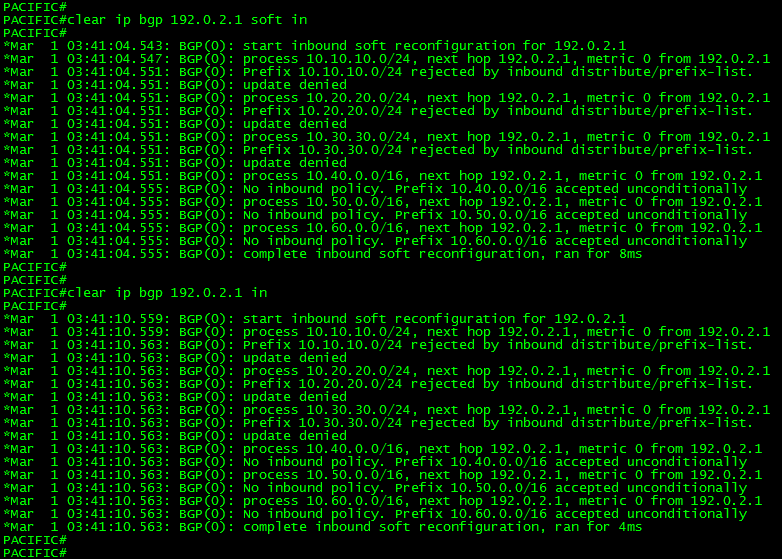 BGP Route Refresh and SoftReconfiguration for Inbound Policy Update