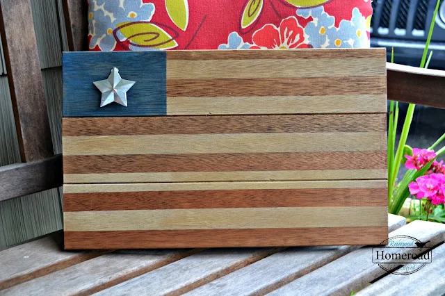 Rustic American flag with metal star