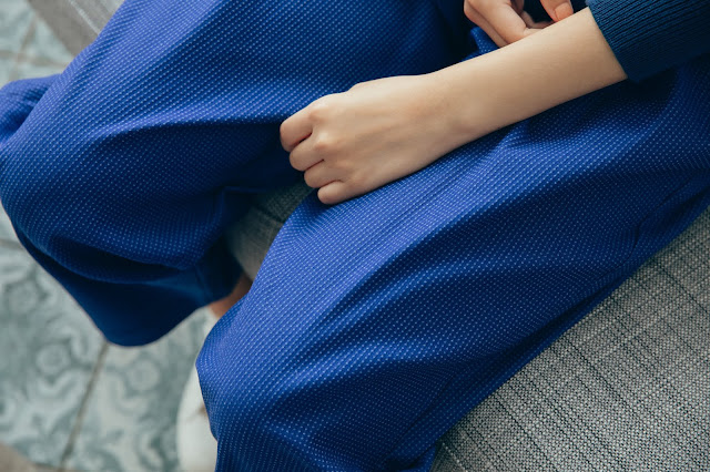 長腿先生口袋造型長褲-青丹藍