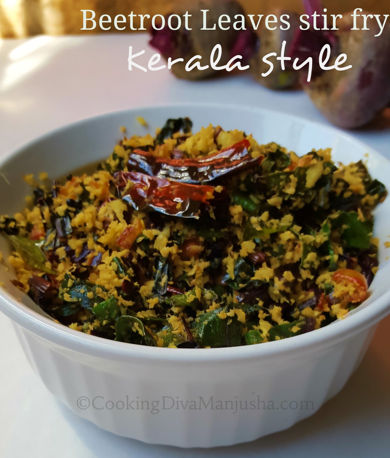 Beet Greens stir fry recipe Kerala style