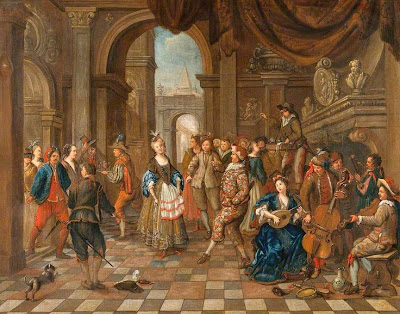 A Party with Music and Actors Entertaining the Company by Hendrick Goovaerts, c.1710