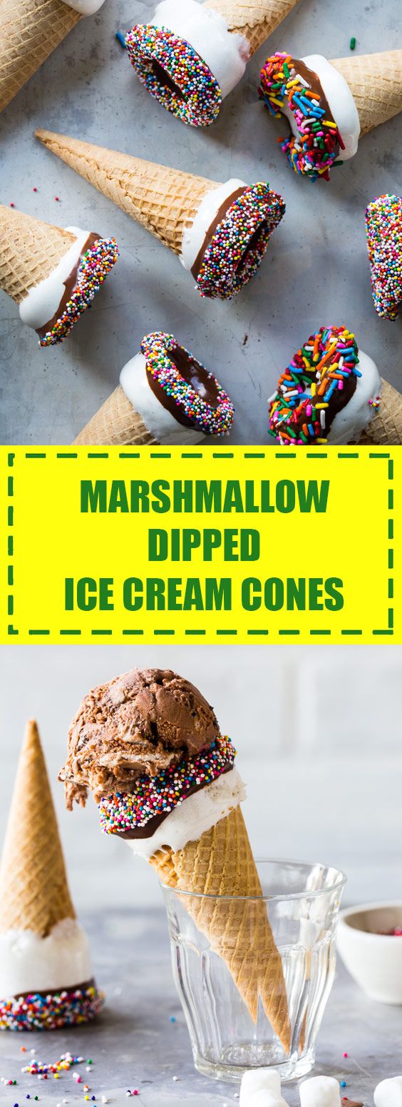 Marshmallow Dipped Ice Cream Cones Recipe Marshmallow Dipped Ice Cream Cones Recipe