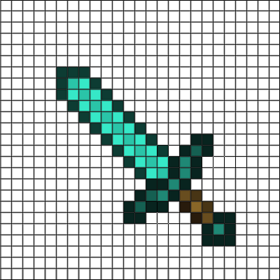 minecraft diamond ore pixel art grid