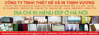 In menu nhà hàng đẹp giá rẻ tại Hà Nội