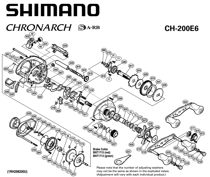 shimano chronarch 200 E 50E schematics | most complete fishing reels