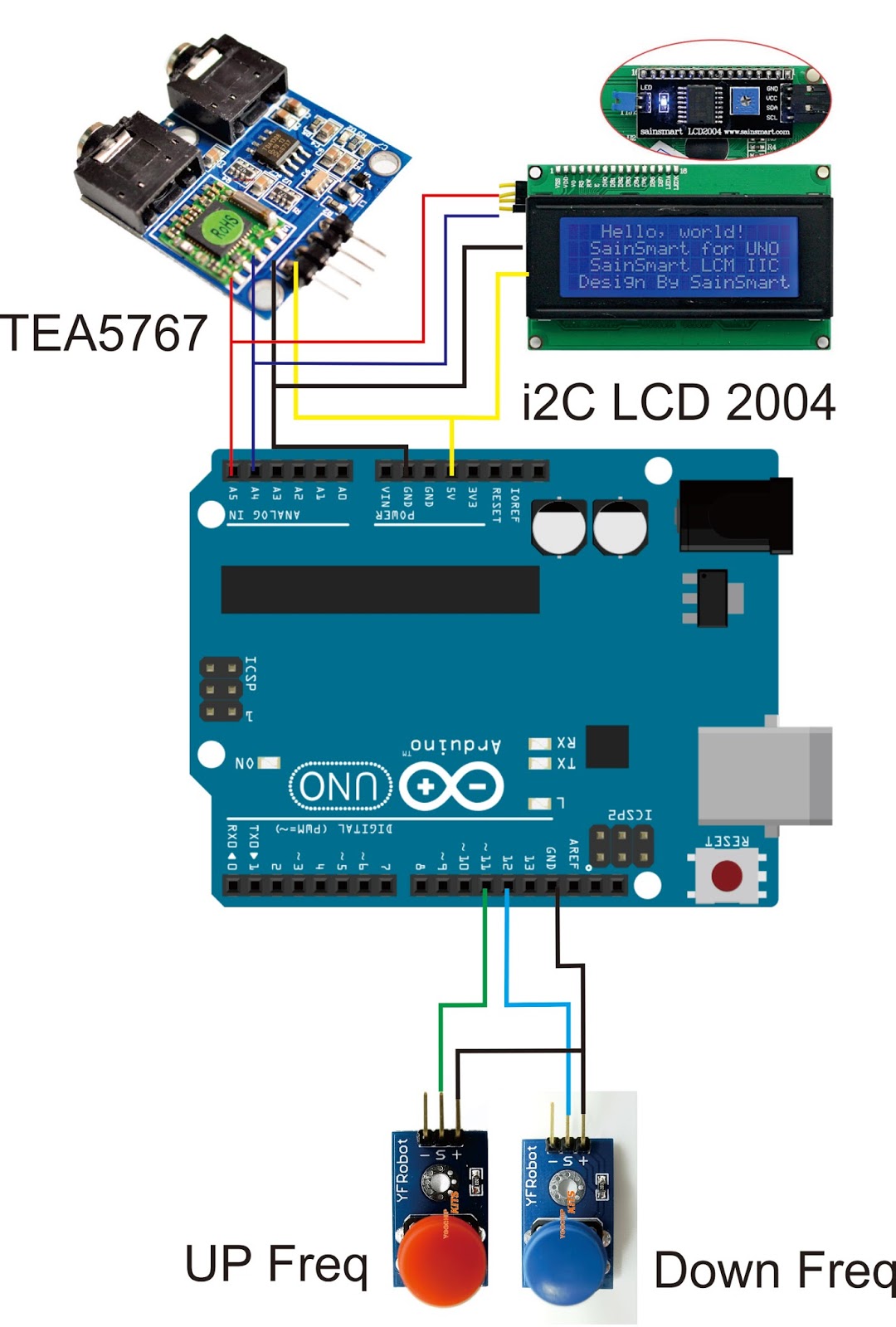 Cara Membuat Radio FM Stereo Reciever dengan Arduino dan module TEA5767