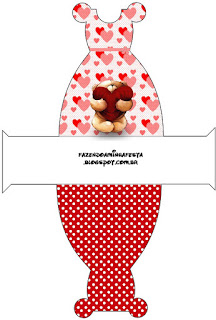 Teddy Bear in Love: Free Printable Boxes. Teddy Bear in Love Free Printable Dress Box.