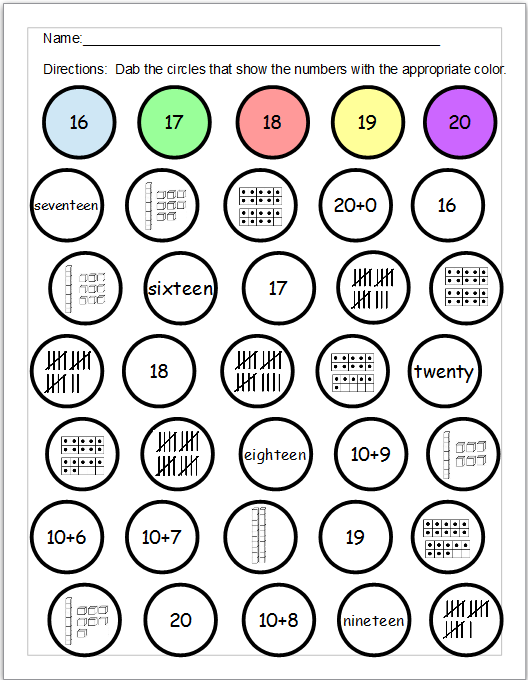 Dab a Number 1-20
