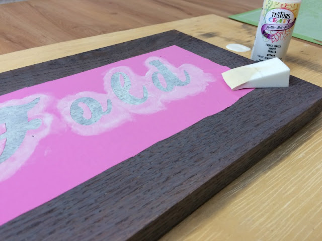 Use Wood Accelerator to age a plain board and make a stenciled farmhouse laundry sign!