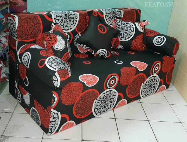 Sofa bed inoac motif darkmoon orange Sofa bed inoac motif darkmoon orange
