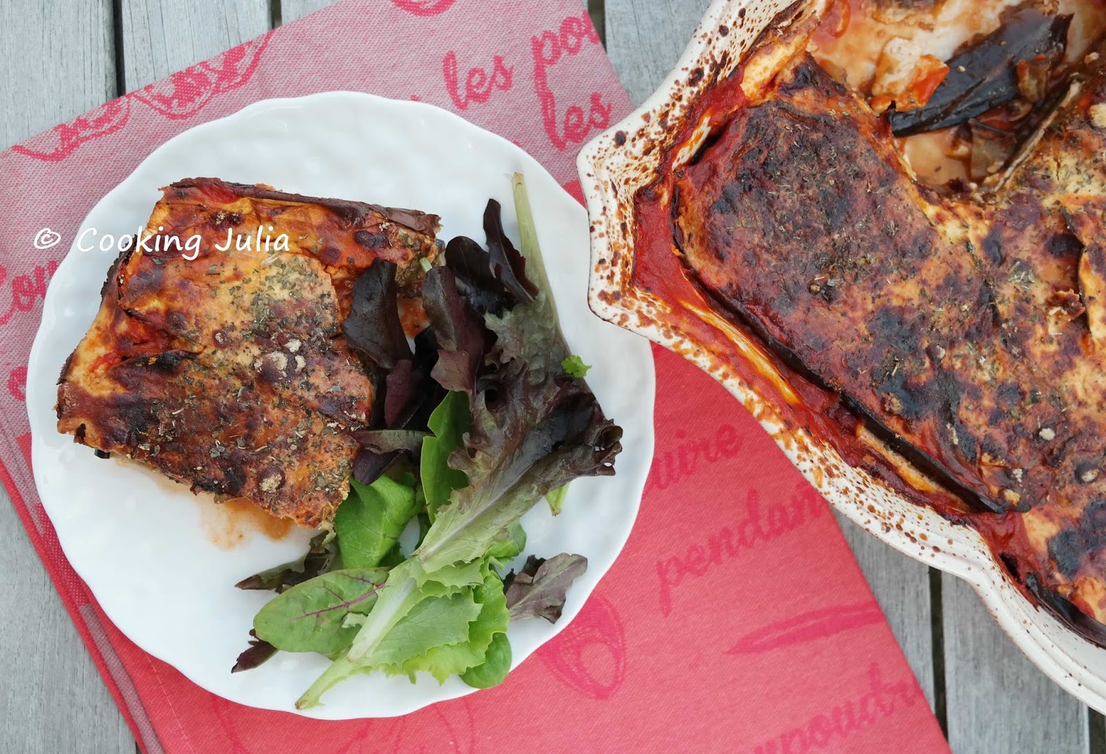 COOKING JULIA GRATIN LÉGER D'AUBERGINES À LA RICOTTA