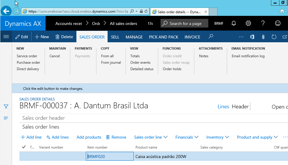 Dynamics AX Everyday Create sales order, sales line and confirmation