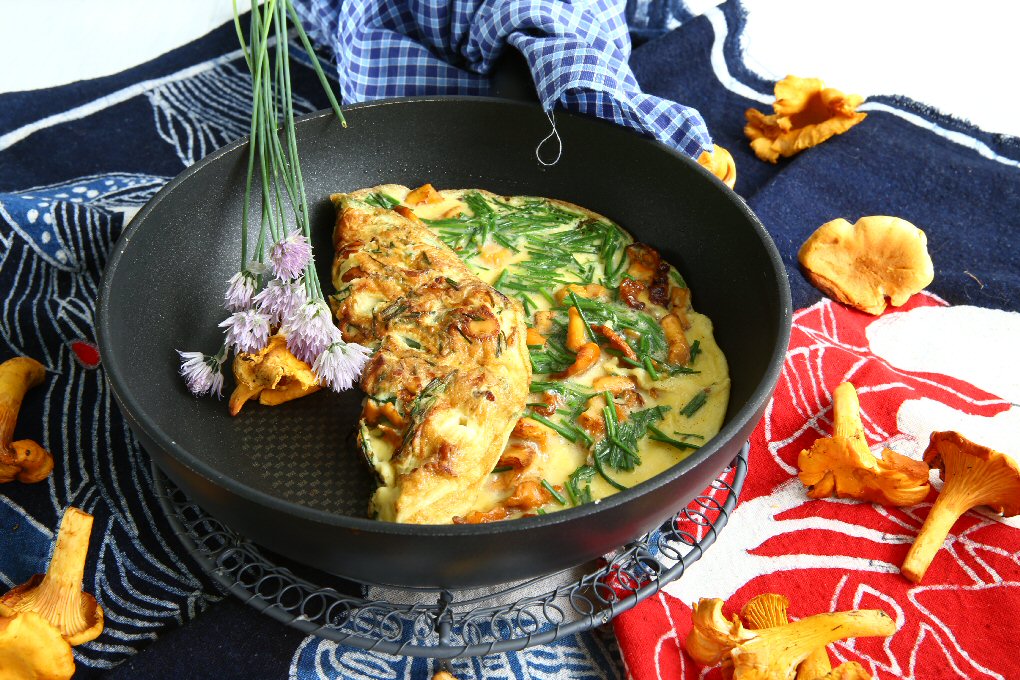 Chanterelle Omelette and Sauteed Chanterelles with Fresh Herbs