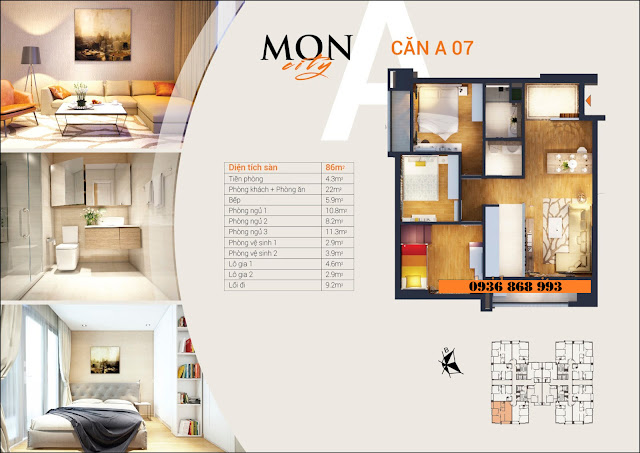 Mặt bằng chi tiết căn hộ A 86m2 - Hải Đăng City