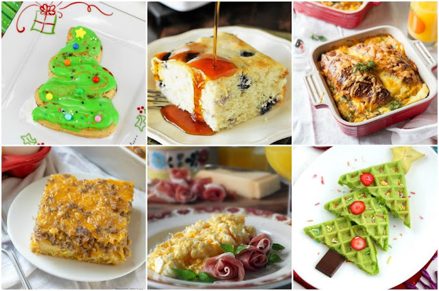 collage of Christmas morning breakfast ideas