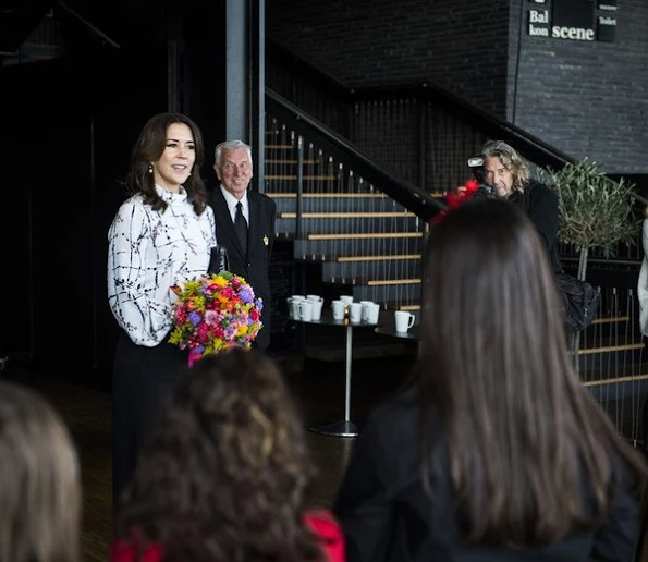 Crown Princess Mary at Copenhagen Cultural Children's Summit at Danish Royal Theatre, Mary wore dress, style