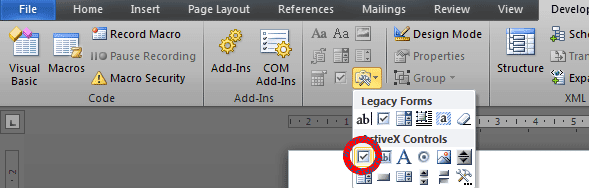 Cara Menambahkan Check Box Menggunakan ActiveX Control Pada Word Cara Menambahkan Check Box Menggunakan ActiveX Control Pada Word