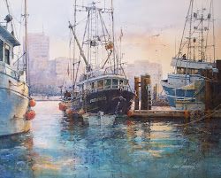 ian ramsay watercolor harbor watercolors paintings watercolour dawn victoria boats artist jackson canada hole issue water england artists trailsidegalleries exhibitions