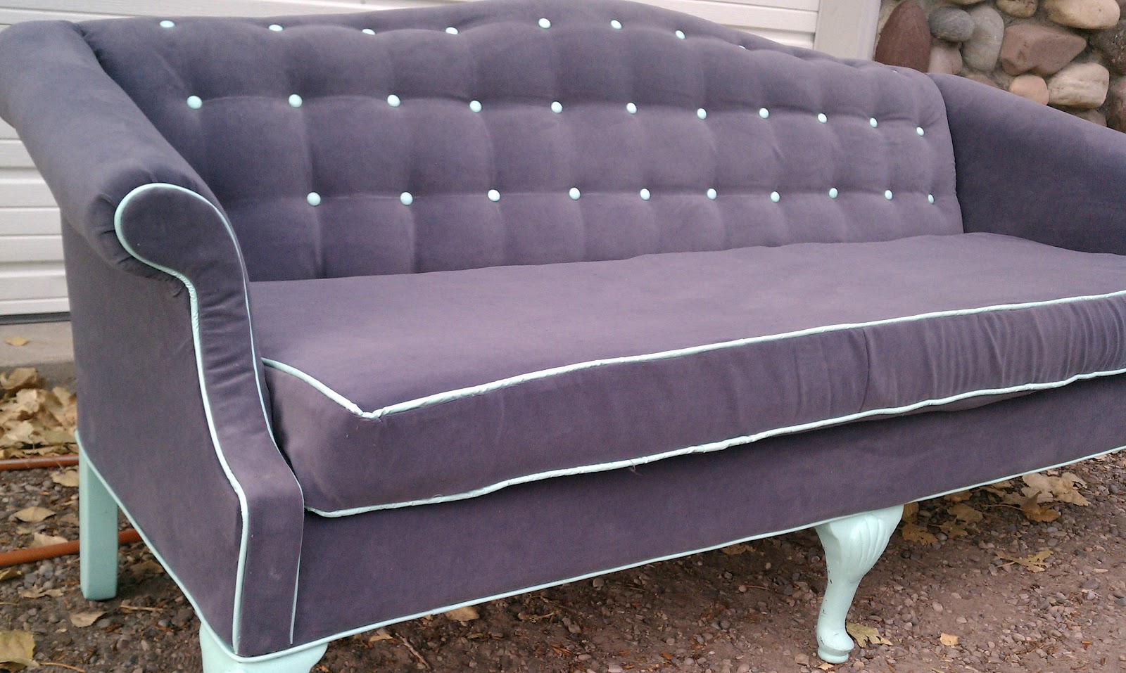 Tega: Gray and Tiffany Blue Modern Couch