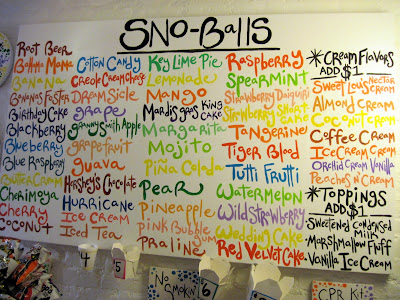 The menu at Imperial Woodpecker Sno-Balls lists all kinds of New in New York treats