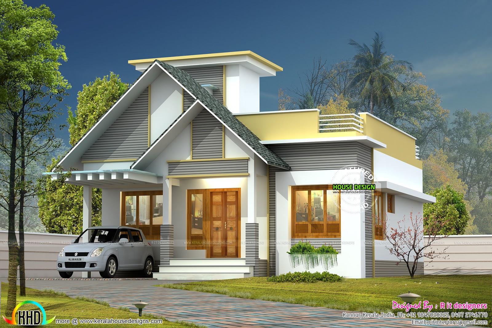 999 sqft single floor home Kerala home design and floor plans