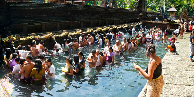 Bali Tirta Empul Temple Is Balinese Hindu Temple And Religious Ceremony